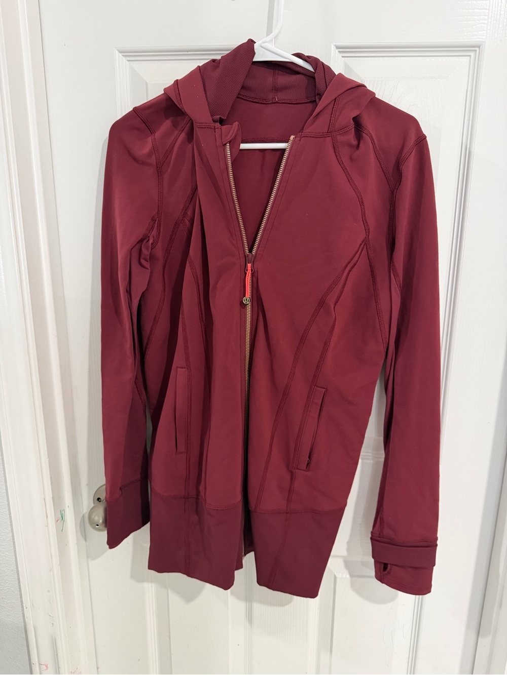 lululemon athletica Women's Deep Red Hooded Bomber Jacket